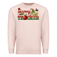 Pale Pink merry teacher Premium Sweatshirt - BarkalooDesign