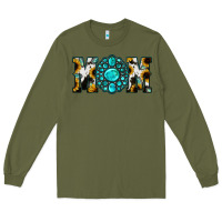 Army Green Sunflower Cowhide Turquoise Gemstone Mom Long Sleeve Tee - Jasminsmagicworld