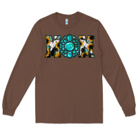 Chestnut Sunflower Cowhide Turquoise Gemstone Mom Long Sleeve Tee - Jasminsmagicworld