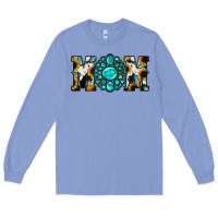 Colony Blue Sunflower Cowhide Turquoise Gemstone Mom Long Sleeve Tee - Jasminsmagicworld
