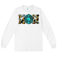 White Sunflower Cowhide Turquoise Gemstone Mom Long Sleeve Tee - Jasminsmagicworld