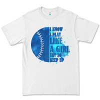 White I Know I Play Like A Girl Try To Keep Up Softball Premium Tee - Bettercallsaul