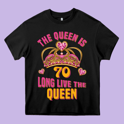 The Queen Is 70 Long Live The Queen Heavy Core Tee Designed By Jasminsmagicworld