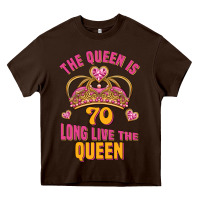 Chocolate Brown the queen is 70 long live the queen Heavy Core Tee - Jasminsmagicworld