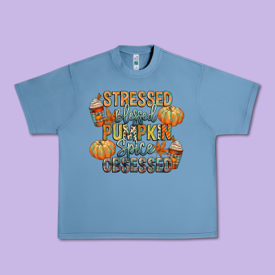Stressed Blessed Pumpkin Spice Obsessed Urban Heavy Tee Designed By Cowgirlartshop