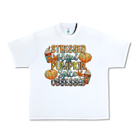 White stressed blessed pumpkin spice obsessed Urban Heavy Tee - CowGirlArtShop