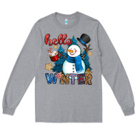 Heather Grey hello winter Long Sleeve Tee - OliviaCreatesArt