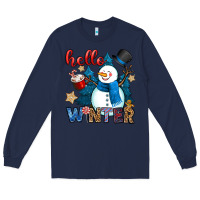 Navy hello winter Long Sleeve Tee - OliviaCreatesArt