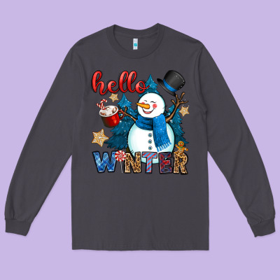 Hello Winter Long Sleeve Tee Designed By Oliviacreatesart