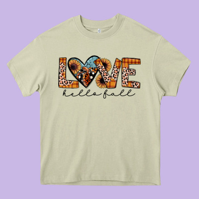 Hello Fall Love Heavy Core Tee Designed By Jahusdesignshop