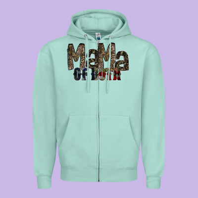 Mama Of Both Zipper Hoodie Designed By Racoondesign