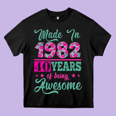 Made In 1982, 40 Years Of Being Awesome Heavy Core Tee Designed By Jasminsmagicworld