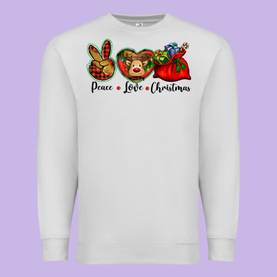 Peace Love Christmas Premium Sweatshirt Designed By Barkaloodesign