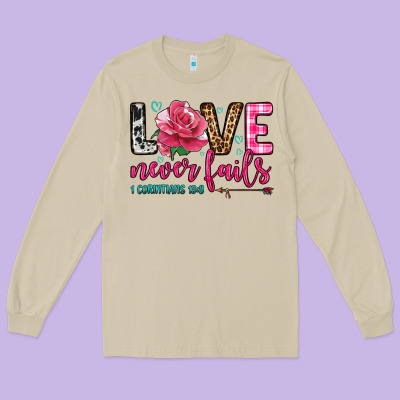 Love Never Fails Long Sleeve Tee Designed By Oliviacreatesart