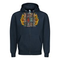 Navy mama sunflower western Zipper Hoodie - RacoonDesign