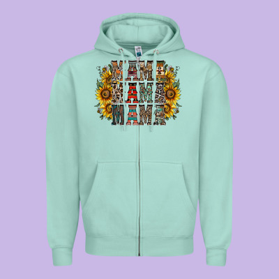 Mama Sunflower Western Zipper Hoodie Designed By Racoondesign