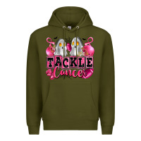 Army Green tackle cancer with ghosts playing football Premium Hoodie - LillyAllenDesigns