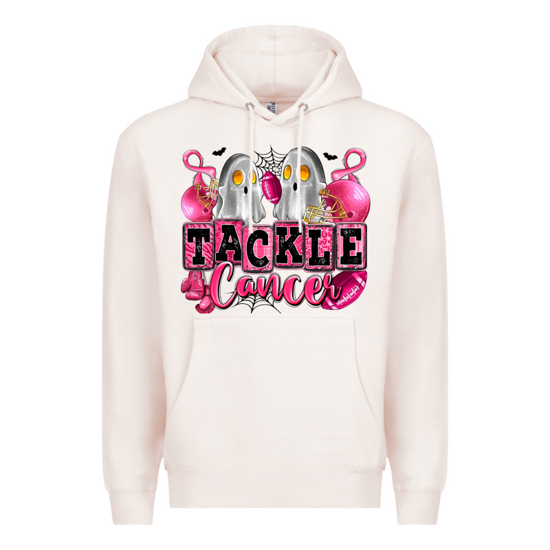 Tackle Cancer With Ghosts Playing Football Premium Hoodie by LillyAllenDesigns | Teevron
