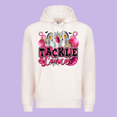 Tackle Cancer With Ghosts Playing Football Premium Hoodie Designed By Lillyallendesigns