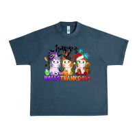 Midnight Navy happy hallothanksmas unicorn Urban Heavy Tee - CowGirlArtShop