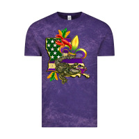 Cloud Purple louisiana map american flag mardi gras Vintage Tee - CowGirlArtShop