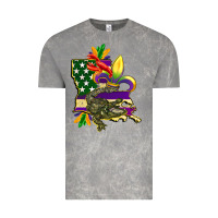 Cloud Rock louisiana map american flag mardi gras Vintage Tee - CowGirlArtShop