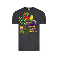 Vintage Black louisiana map american flag mardi gras Vintage Tee - CowGirlArtShop