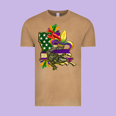 Louisiana Map American Flag Mardi Gras Vintage Tee Designed By Cowgirlartshop