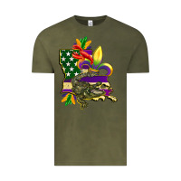 Vintage Olive louisiana map american flag mardi gras Vintage Tee - CowGirlArtShop