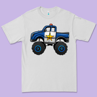 Police Car Monster Truck Premium Tee Designed By Jasminsmagicworld