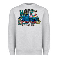 Heather Grey Happy Easter  truck Heavyweight Sweatshirt - CowhideDigitalArt
