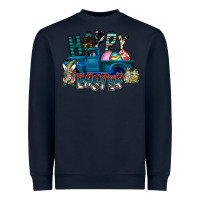 Navy Happy Easter  truck Heavyweight Sweatshirt - CowhideDigitalArt