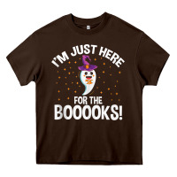 Chocolate Brown teacher halloween bookworm just here for the boooks ghost tank top Heavy Core Tee - trangStudio