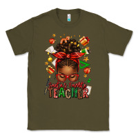 Army Green santa's favorite teacher afro messy bun Classic Tee - texasbilliewilder