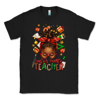 Black santa's favorite teacher afro messy bun Classic Tee - texasbilliewilder