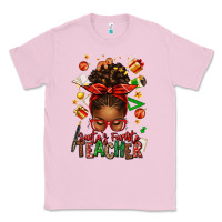 Bubblegum Pink santa's favorite teacher afro messy bun Classic Tee - texasbilliewilder