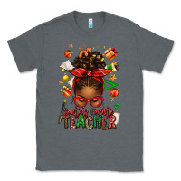 Charcoal Heather santa's favorite teacher afro messy bun Classic Tee - texasbilliewilder