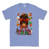 Colony Blue santa's favorite teacher afro messy bun Classic Tee - texasbilliewilder
