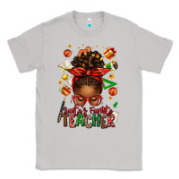 Santa's Favorite Teacher Afro Messy Bun Classic Tee | Teevron