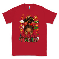 Red santa's favorite teacher afro messy bun Classic Tee - texasbilliewilder