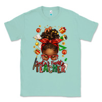 Seafoam santa's favorite teacher afro messy bun Classic Tee - texasbilliewilder