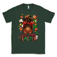 Sports Green santa's favorite teacher afro messy bun Classic Tee - texasbilliewilder
