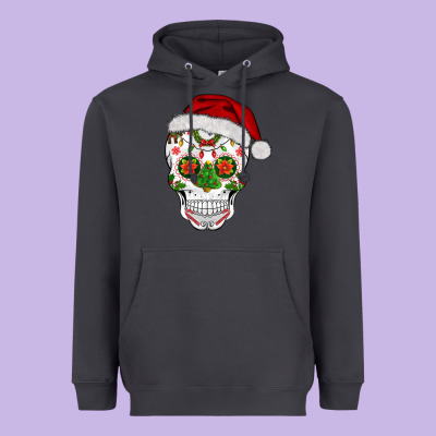 Sugar Skull  Christmas Heavyweight Hoodie Designed By Barkaloodesign