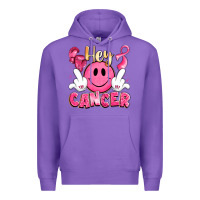 Purple hey cancer with middle fingers Premium Hoodie - LillyAllenDesigns