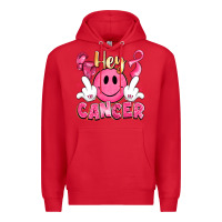 Red hey cancer with middle fingers Premium Hoodie - LillyAllenDesigns