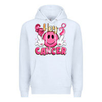 White hey cancer with middle fingers Premium Hoodie - LillyAllenDesigns
