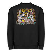Black Happy Easter Heavyweight Sweatshirt - CowhideDigitalArt