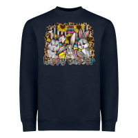 Navy Happy Easter Heavyweight Sweatshirt - CowhideDigitalArt