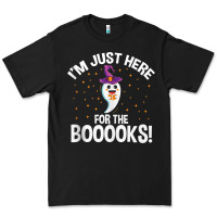 Black teacher halloween bookworm just here for the boooks ghost tank top Premium Tee - trangStudio