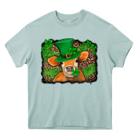 St Patricks Orange Cow With Leopard Background Heavy Core Tee | Teevron